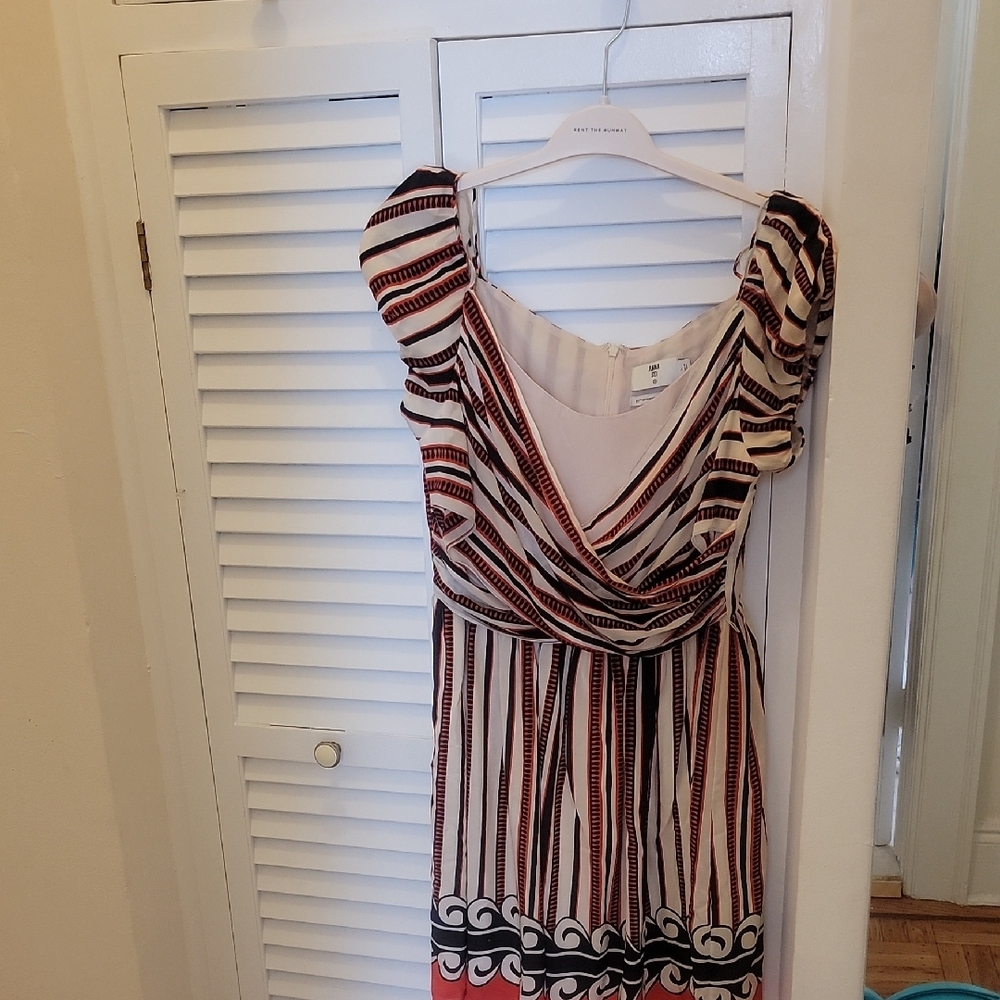 Anna Sui Brown and Cream Puff Sleeve Sundress